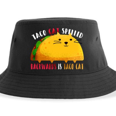 Taco Cat Spelled Backwards Is Taco Cat Funny Mexican Tacos Sustainable Bucket Hat