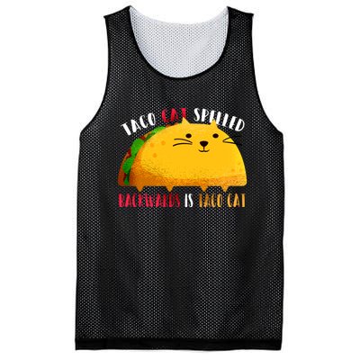 Taco Cat Spelled Backwards Is Taco Cat Funny Mexican Tacos Mesh Reversible Basketball Jersey Tank