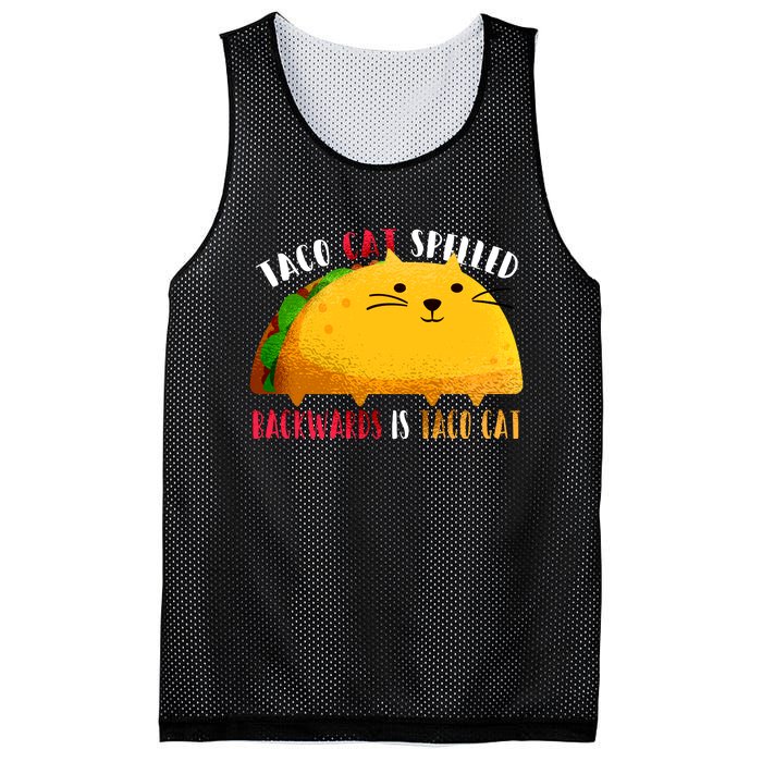 Taco Cat Spelled Backwards Is Taco Cat Funny Mexican Tacos Mesh Reversible Basketball Jersey Tank