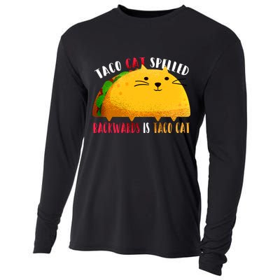 Taco Cat Spelled Backwards Is Taco Cat Funny Mexican Tacos Cooling Performance Long Sleeve Crew