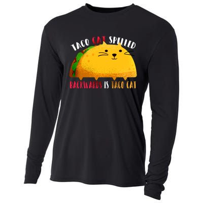 Taco Cat Spelled Backwards Is Taco Cat Funny Mexican Tacos Cooling Performance Long Sleeve Crew