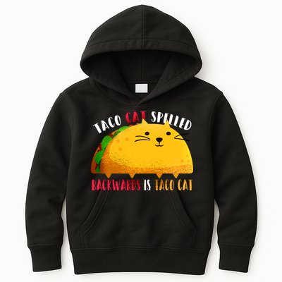 Taco Cat Spelled Backwards Is Taco Cat Funny Mexican Tacos Kids Hoodie