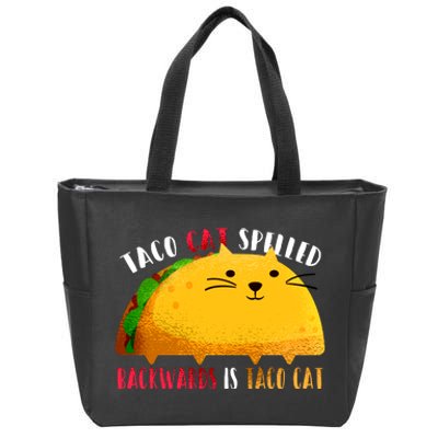 Taco Cat Spelled Backwards Is Taco Cat Funny Mexican Tacos Zip Tote Bag