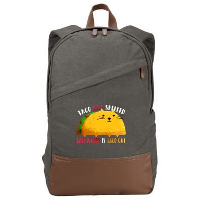 Taco Cat Spelled Backwards Is Taco Cat Funny Mexican Tacos Cotton Canvas Backpack