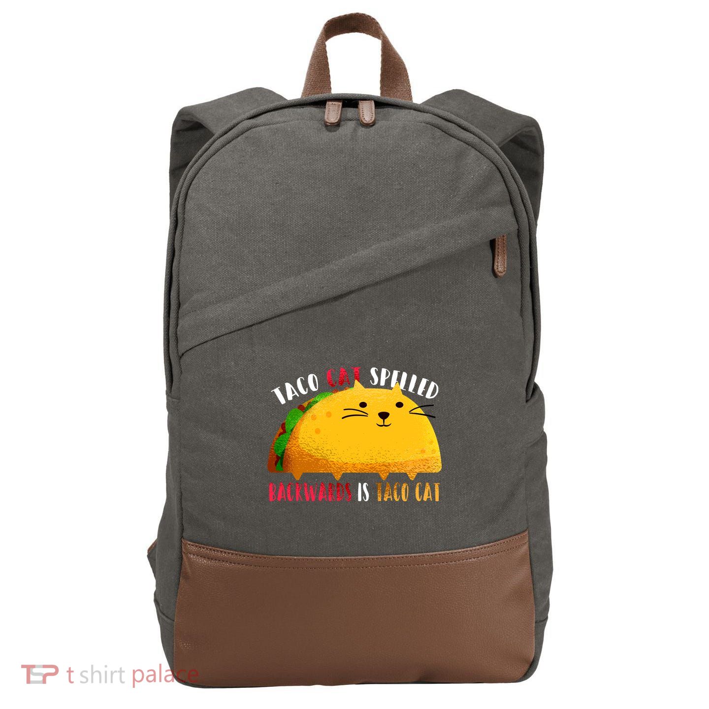 Taco Cat Spelled Backwards Is Taco Cat Funny Mexican Tacos Cotton Canvas Backpack