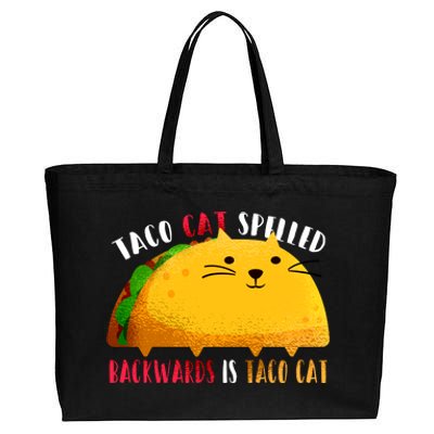 Taco Cat Spelled Backwards Is Taco Cat Funny Mexican Tacos Cotton Canvas Jumbo Tote