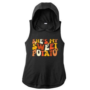 Thanksgiving Couples Sweet Potato I Yam Groovy Flower Ladies PosiCharge Tri-Blend Wicking Draft Hoodie Tank