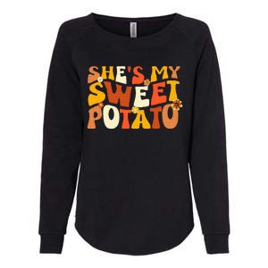 Thanksgiving Couples Sweet Potato I Yam Groovy Flower Womens California Wash Sweatshirt