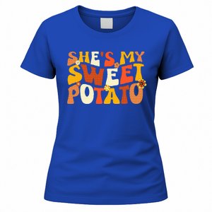 Thanksgiving Couples Sweet Potato I Yam Groovy Flower Women's T-Shirt