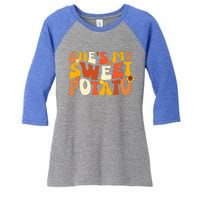 Thanksgiving Couples Sweet Potato I Yam Groovy Flower Women's Tri-Blend 3/4-Sleeve Raglan Shirt