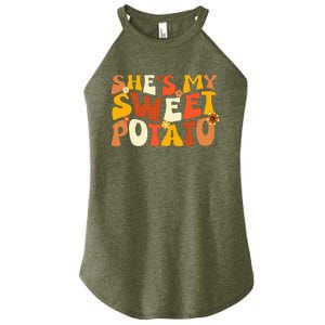 Thanksgiving Couples Sweet Potato I Yam Groovy Flower Women's Perfect Tri Rocker Tank