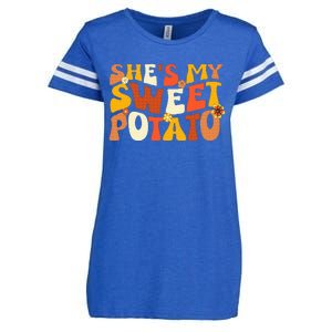 Thanksgiving Couples Sweet Potato I Yam Groovy Flower Enza Ladies Jersey Football T-Shirt