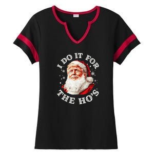 Trump Christmas Santa Claus I Do It For The Hos Cute Xmas Ladies Halftime Notch Neck Tee