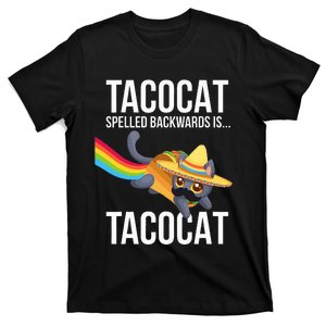 Taco Cat Spelled Backwards Palindrome Funny Cat T-Shirt