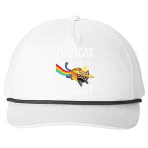 Taco Cat Spelled Backwards Palindrome Funny Cat Snapback Five-Panel Rope Hat