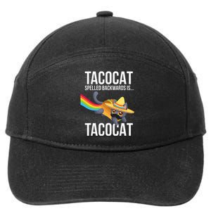 Taco Cat Spelled Backwards Palindrome Funny Cat 7-Panel Snapback Hat