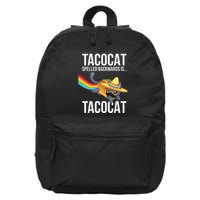 Taco Cat Spelled Backwards Palindrome Funny Cat 16 in Basic Backpack