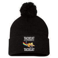 Taco Cat Spelled Backwards Palindrome Funny Cat Pom Pom 12in Knit Beanie