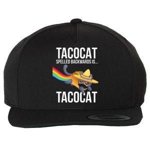 Taco Cat Spelled Backwards Palindrome Funny Cat Wool Snapback Cap