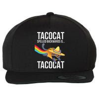 Taco Cat Spelled Backwards Palindrome Funny Cat Wool Snapback Cap