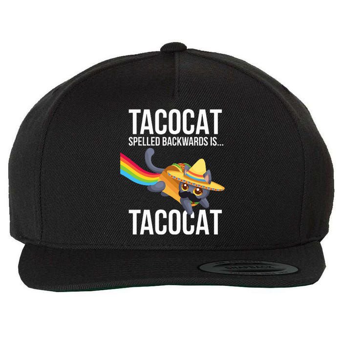 Taco Cat Spelled Backwards Palindrome Funny Cat Wool Snapback Cap