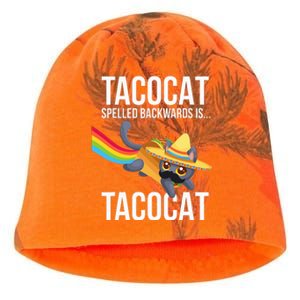 Taco Cat Spelled Backwards Palindrome Funny Cat Kati - Camo Knit Beanie