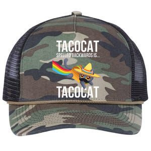 Taco Cat Spelled Backwards Palindrome Funny Cat Retro Rope Trucker Hat Cap