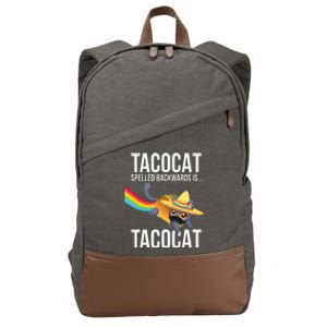 Taco Cat Spelled Backwards Palindrome Funny Cat Cotton Canvas Backpack