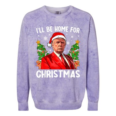 Trump Christmas Santa Hat Ill Be Home For Christmas Colorblast Crewneck Sweatshirt