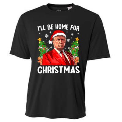 Trump Christmas Santa Hat Ill Be Home For Christmas Cooling Performance Crew T-Shirt