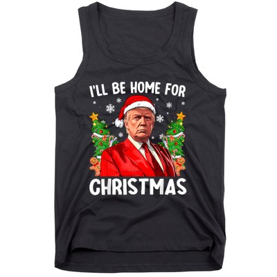 Trump Christmas Santa Hat Ill Be Home For Christmas Tank Top