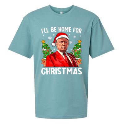 Trump Christmas Santa Hat Ill Be Home For Christmas Sueded Cloud Jersey T-Shirt