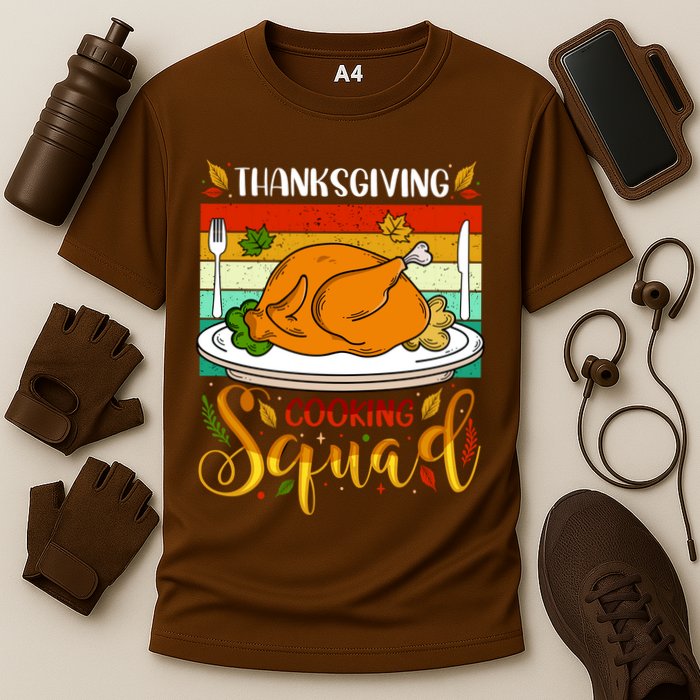 Thanksgiving Cooking Squad Fun Turkey Dinner Cooking Team Cooling Performance Crew T-Shirt