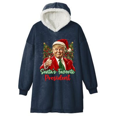 Trump Christmas SantaS Favorite President Funny Santa Cute Gift Hooded Wearable Blanket