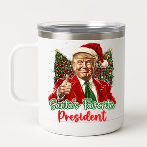 Trump Christmas SantaS Favorite President Funny Santa Cute Gift 12 oz Stainless Steel Tumbler Cup