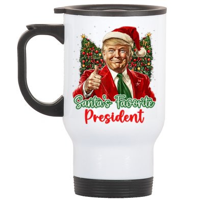 Trump Christmas SantaS Favorite President Funny Santa Cute Gift Stainless Steel Travel Mug