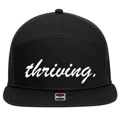 Thriving Cursive Script Dark 7 Panel Mesh Trucker Snapback Hat