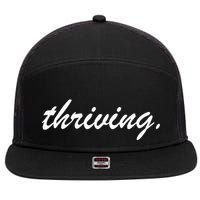 Thriving Cursive Script Dark 7 Panel Mesh Trucker Snapback Hat