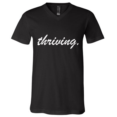 Thriving Cursive Script Dark V-Neck T-Shirt
