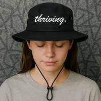 Thriving Cursive Script Dark Bucket Hat
