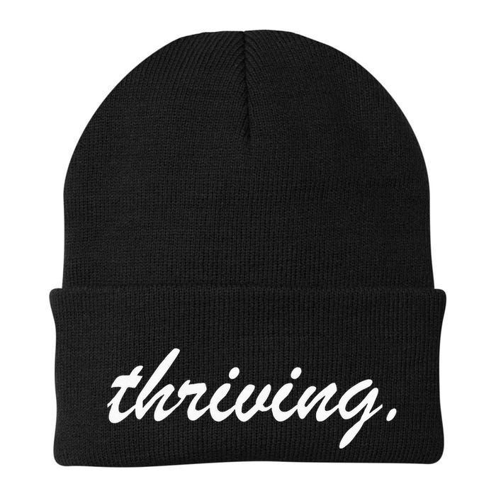 Thriving Cursive Script Dark Knit Cap Winter Beanie
