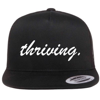 Thriving Cursive Script Dark Flat Bill Trucker Hat