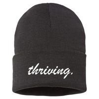 Thriving Cursive Script Dark Sustainable Knit Beanie