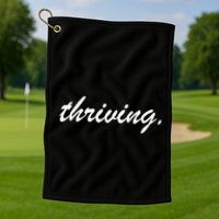 Thriving Cursive Script Dark Golf Towel