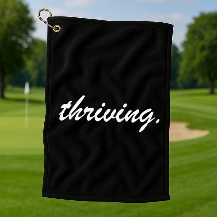 Thriving Cursive Script Dark Golf Towel
