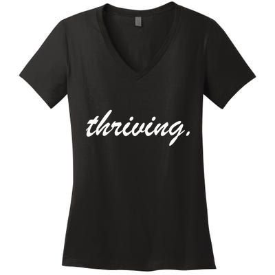 Thriving Cursive Script Dark Women's V-Neck T-Shirt