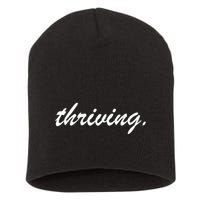 Thriving Cursive Script Dark Short Acrylic Beanie