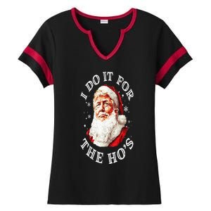 Trump Christmas Santa Claus I Do It For The Hos Cute Xmas Ladies Halftime Notch Neck Tee