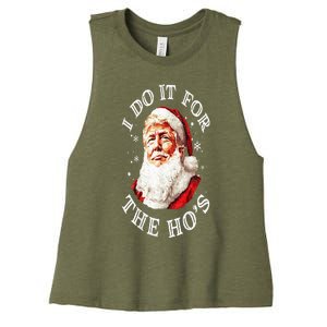 Trump Christmas Santa Claus I Do It For The Hos Cute Xmas Women's Racerback Cropped Tank