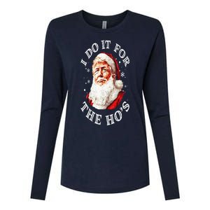 Trump Christmas Santa Claus I Do It For The Hos Cute Xmas Womens Cotton Relaxed Long Sleeve T-Shirt